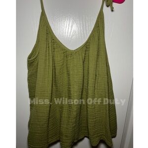 Old Navy Olive Green Tie Tank Blouse